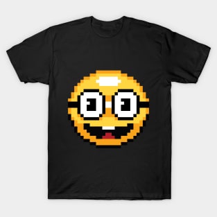 Pixel Nerdy Glasses Emoji T-Shirt
